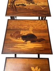 Art Nouveau Set of Four Nesting Tables by Emile Galle Nancy France, 1900s